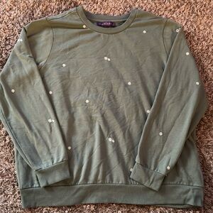 Women’s Green Flower Crewneck